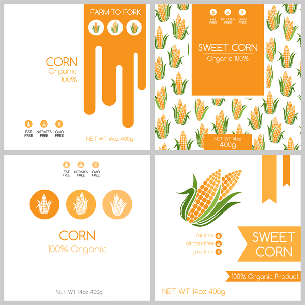 Sweet corn package box template vector