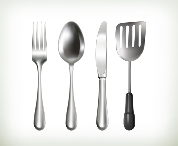 Tableware with kitchenware vector