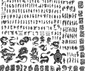 Tattoo decor dragon vector material 01