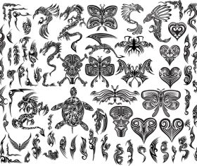 Tattoo decor dragon vector material 02