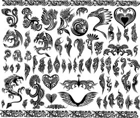 Tattoo decor dragon vector material 03