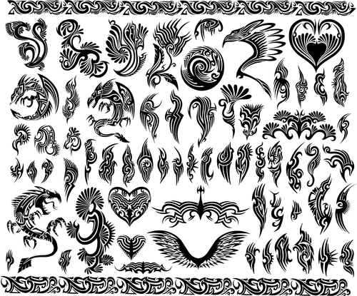 Tattoo decor dragon vector material 03