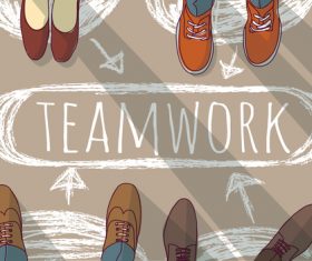 Teamwork group business people and doodles vector 01