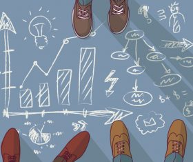 Teamwork group business people and doodles vector 02