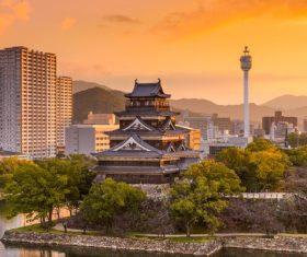Temple architecture in modern city Stock Photo 01