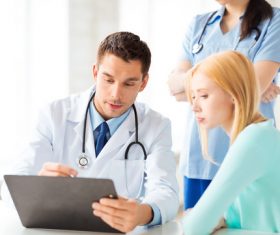 The doctor inquired about the condition Stock Photo 02