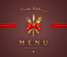 Traditional european cuisine restaurant menu cover vector