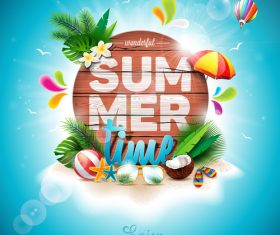 Travel elements with summer beach vector 02