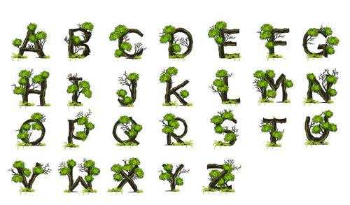 Tree branches alphabet vectors