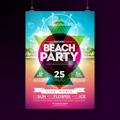 Trocipal summer beach party flyer template vector 04