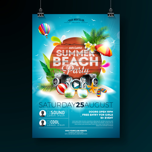 Trocipal summer beach party flyer template vector 05
