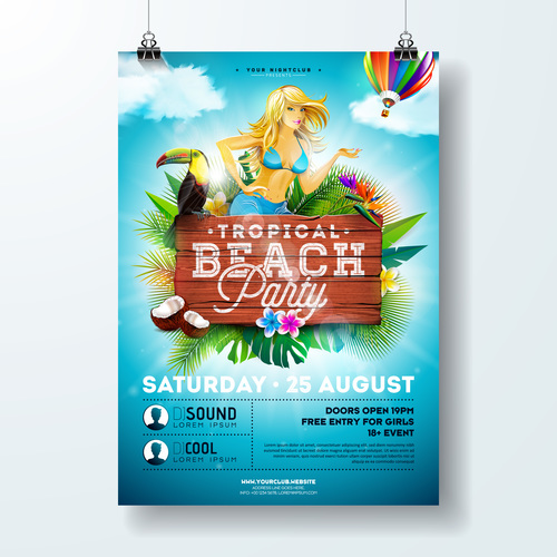 Trocipal summer beach party flyer template vector 08
