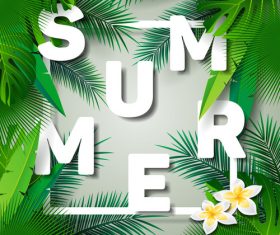 Tropical plants wiht summer background vector 03