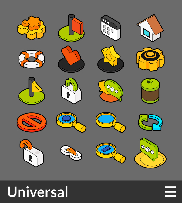 Universal   isometric outline color icons