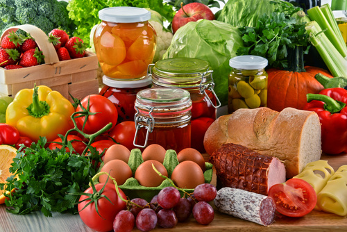 Various organic foods on the desktop Stock Photo 01