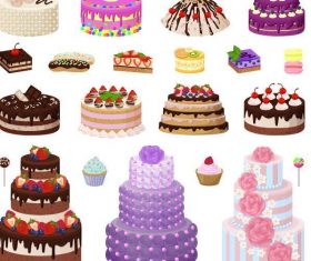 Vector birthday cake material set