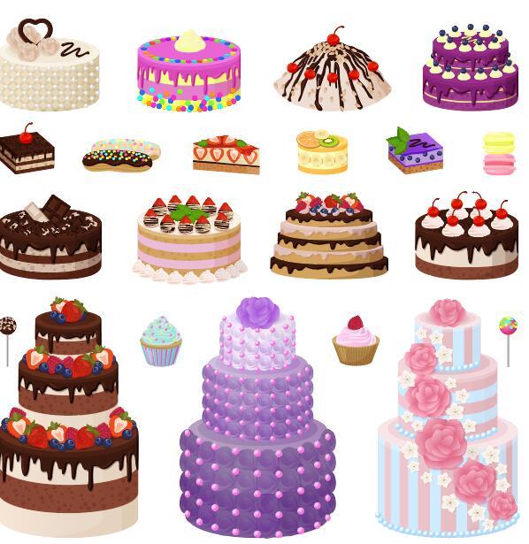 Vector birthday cake material set