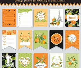 Vector printable cards and notes - Orange set