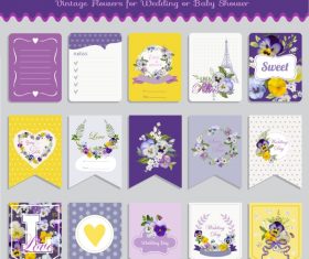 Vector printable cards and notes - Pansy set
