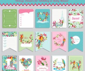 Vector printable cards and notes - Parrot set