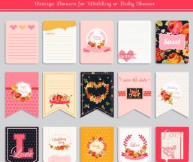 Vector printable cards and notes - Rose set 2