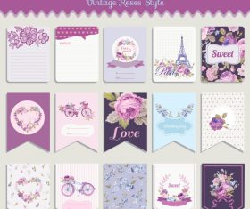 Vector printable cards and notes - Rose set