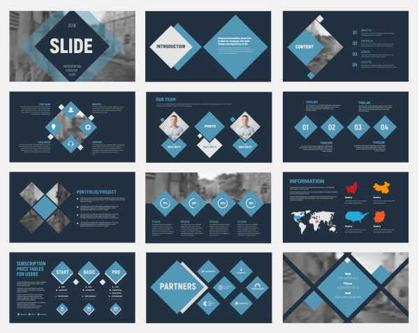 Vector slides with design elements 05