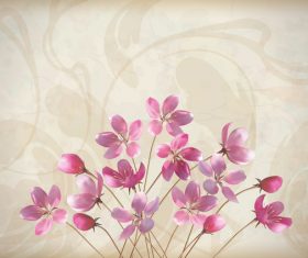 Vintage background with pink flower vector material 03