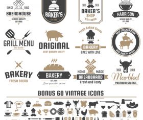 Vintage vector labels and icons 01