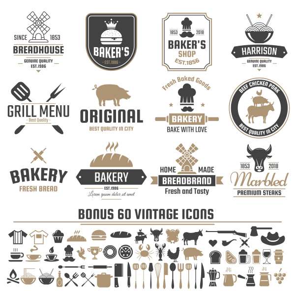 Vintage vector labels and icons 01
