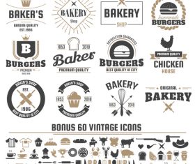 Vintage vector labels and icons 02