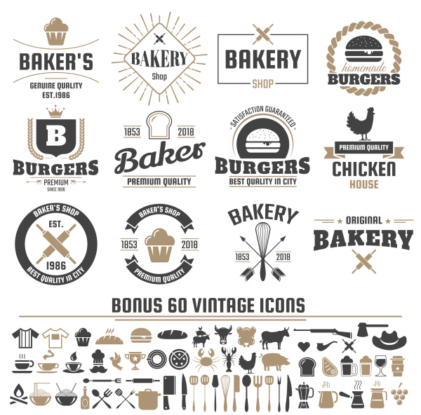 Vintage vector labels and icons 02