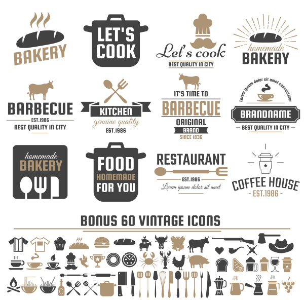Vintage vector labels and icons 03