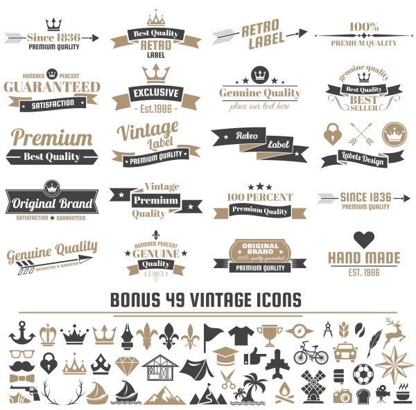 Vintage vector labels and icons 07