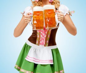 Waitress holding a beer Stock Photo 04