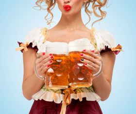 Waitress holding a beer Stock Photo 05