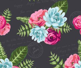 Watercolor flower seamless pattern vectors 01
