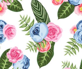 Watercolor flower seamless pattern vectors 02