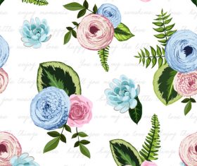 Watercolor flower seamless pattern vectors 03