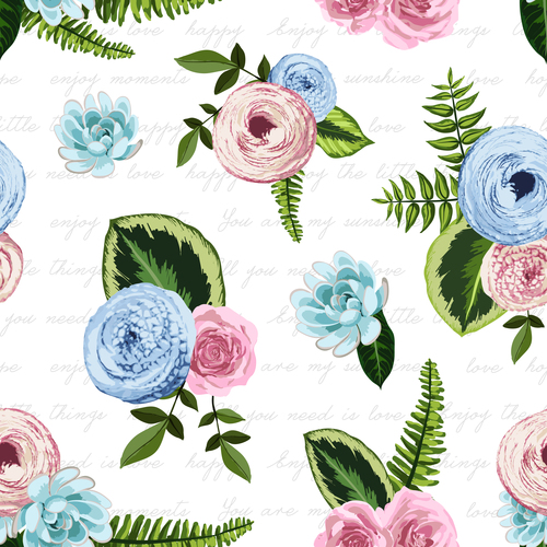 Watercolor flower seamless pattern vectors 03