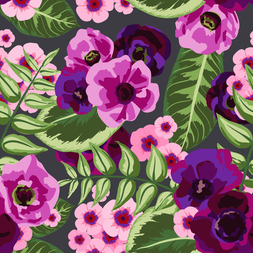 Watercolor flower seamless pattern vectors 04