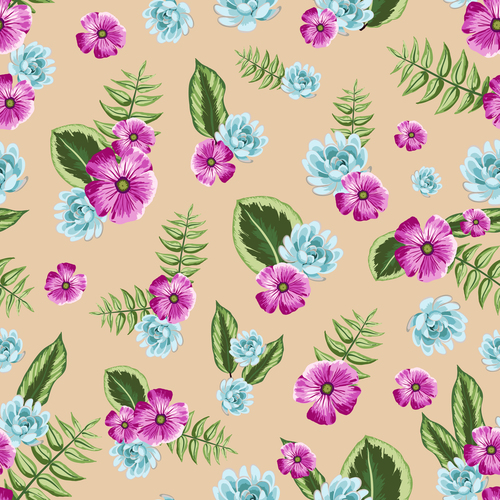Watercolor flower seamless pattern vectors 05
