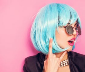 Wear blue wiggery naughty girl Stock Photo 01