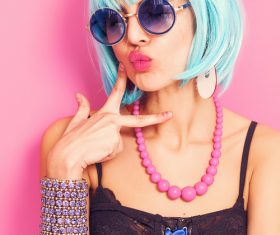 Wear blue wiggery naughty girl Stock Photo 06