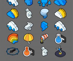 Weather – isometric outline color icons