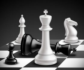 White with black figure chess vector 01