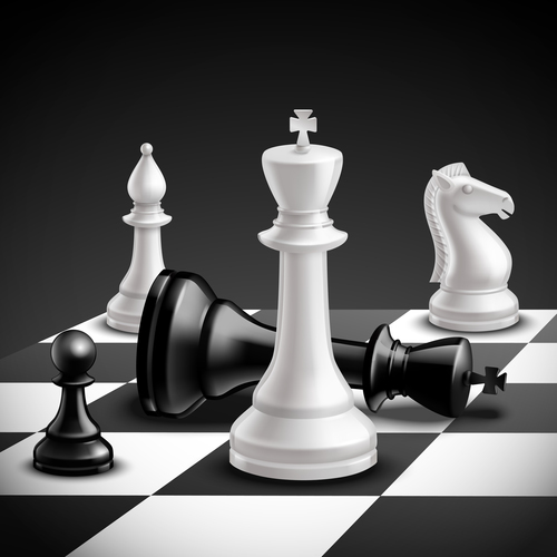 White with black figure chess vector 01