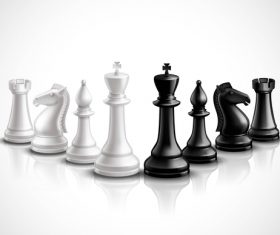 White with black figure chess vector 03