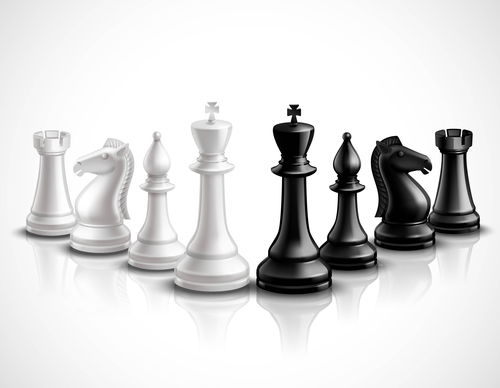 White with black figure chess vector 03