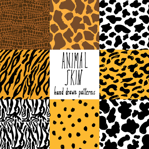Wild animal skin pattern vector set 05